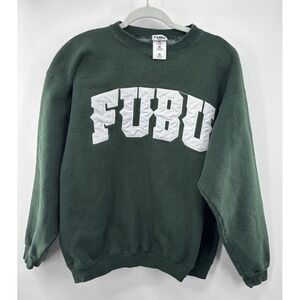 Fubu The Collection Crewneck  Sweatshirt Vintage Men Size XL Green Y2K Spell out